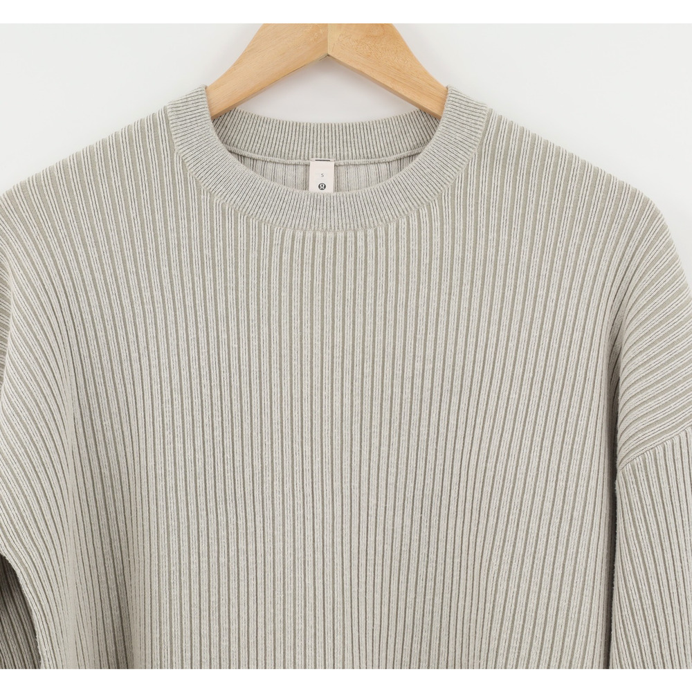 Lululemon Women's Cotton Blend Ribbed Long Sleeve Sweater Bone/Off White Sz S - Picture 3 of 8